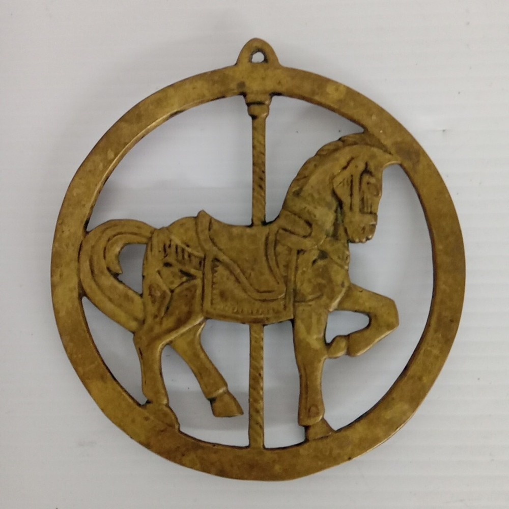 Vintage Brass Carousel Horse Trivet